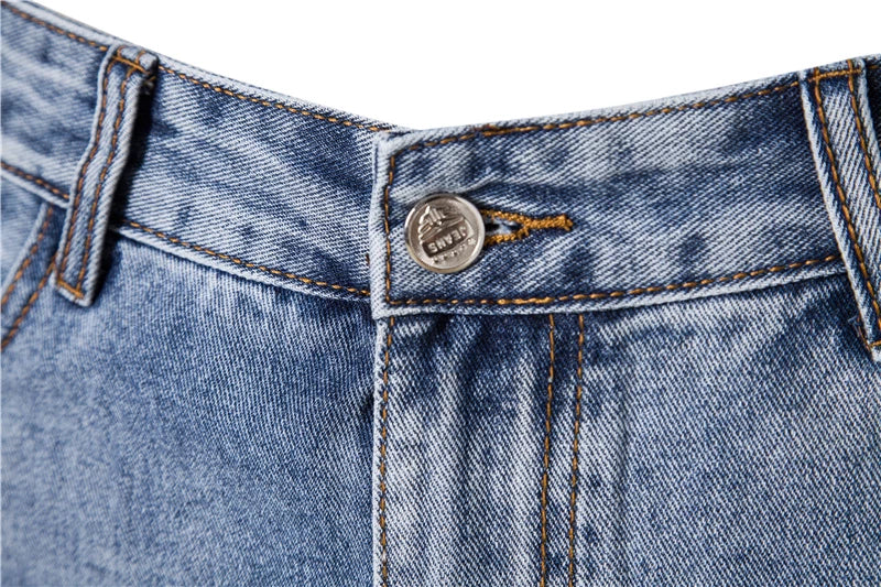 Men Casual Streetwear Mid Waist Solid Color Denim Shorts for Men Summer Blue Mens Jeans Pants