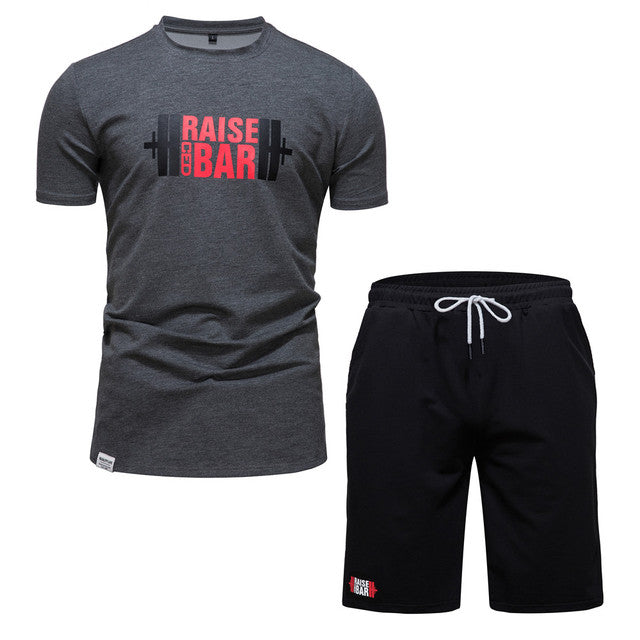 Cotton Men Short Sets Summer Tracksuit Men T-shirts and Shorts Sets for Men Casual Gym Sporting Outdoor Running Clothes