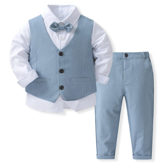 Children Spring Autumn Boutique Clothing Set Solid Vest Suit Kids Cotton Formal Wears