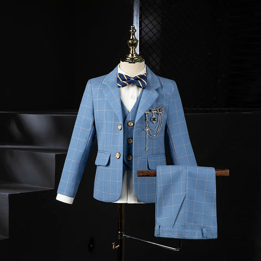 Boys Wedding Suit Kids Formal Blazer Jacket Vest Pants Bowtie 4PCS Tuxedo Dress