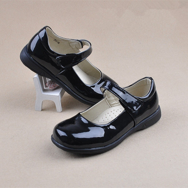 Children Girl Student Shoes School Black Leather Shoes