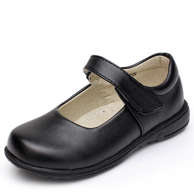 Children Girl Student Shoes School Black Leather Shoes