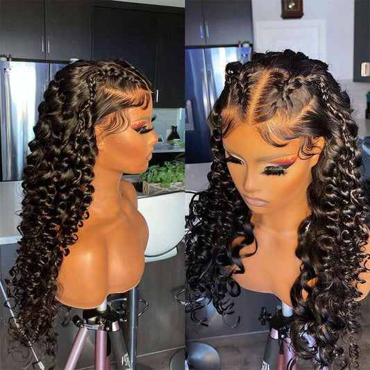360 Full Lace Wig Human Hair Pre Plucked  Bouncy Curly