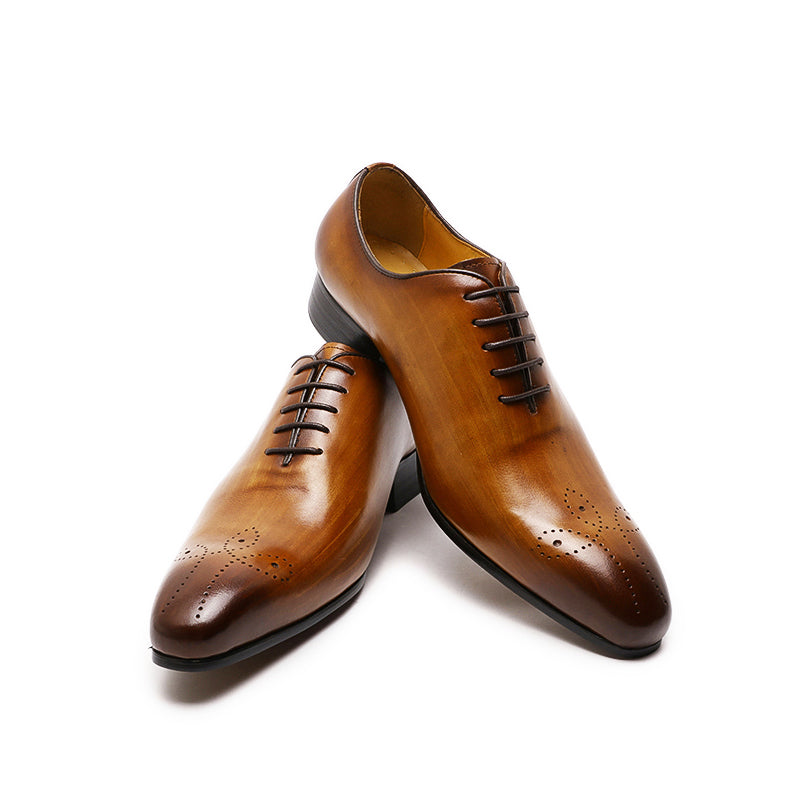 Mens Brown Dress Shoes Genuine Leather Oxfords Men Wedding Shoes