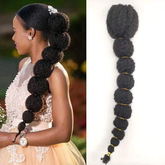 Women Afro Puff Kinky Curly Horse Tail Clip in Drawstring False Pigtail Synthetic