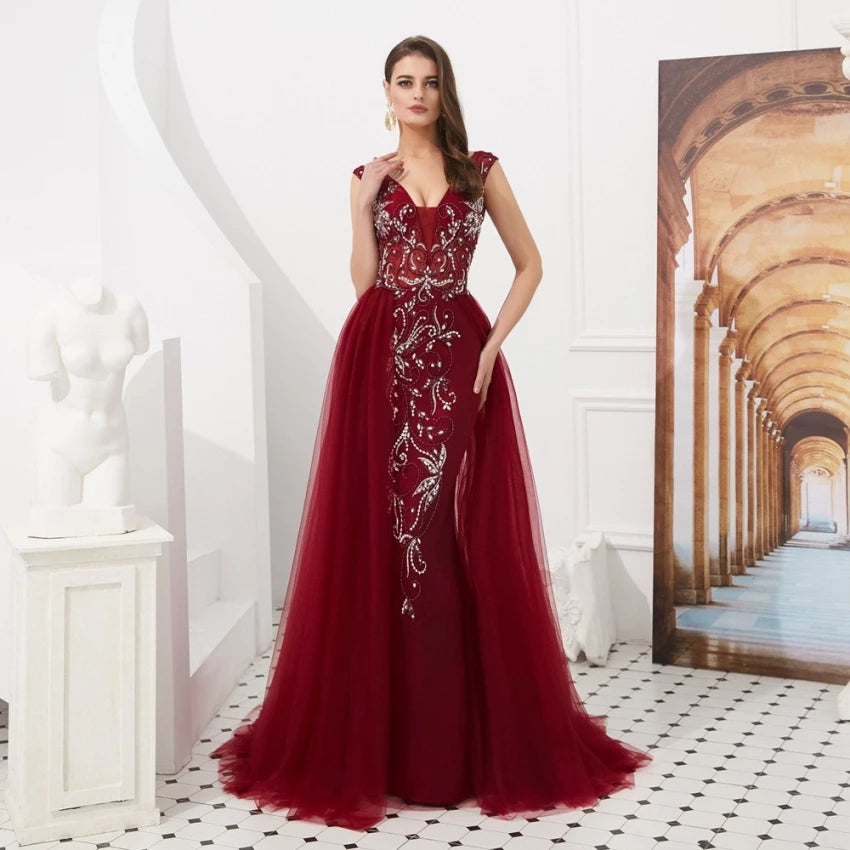 Beaded Beading Crystal Long Evening Formal Dresses
