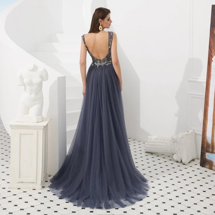 Beaded Beading Crystal Long Evening Formal Dresses