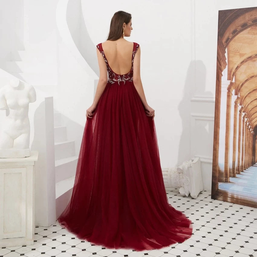 Beaded Beading Crystal Long Evening Formal Dresses