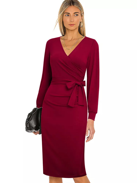 Women Classy Plain Bandage Office Dress