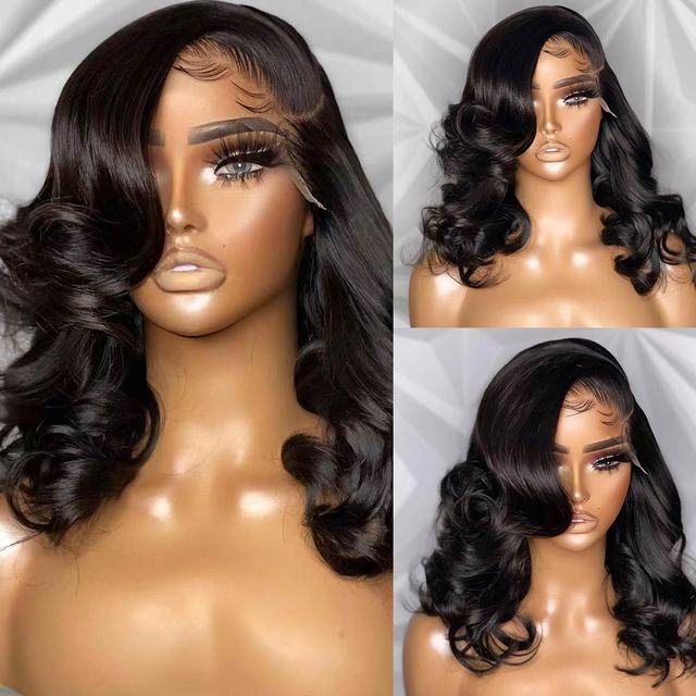 13x4 Lace Front wig Body Wave Short Bob Wig Frontal Human Hair Wigs 180 Density Pre Plucked