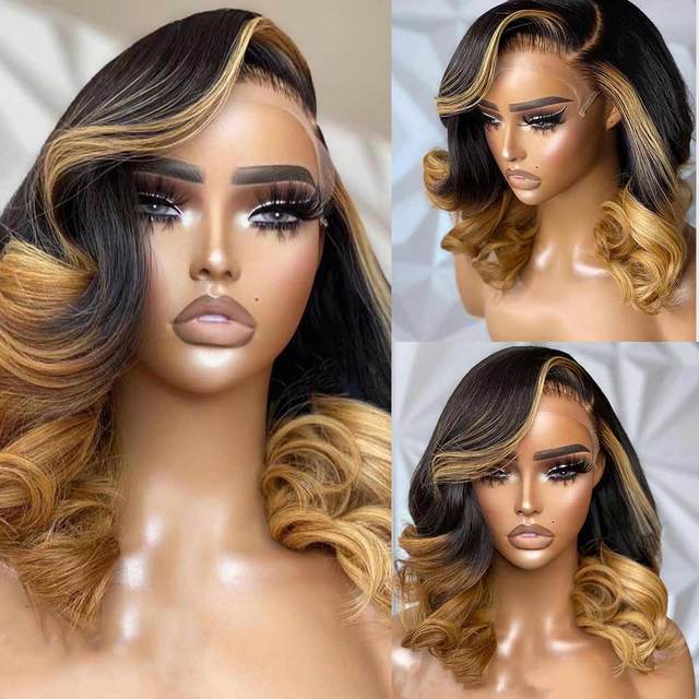 13x4 Lace Front wig Body Wave Short Bob Wig Frontal Human Hair Wigs 180 Density Pre Plucked