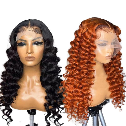 13x4 Lace Front Wig Deep Wave Transparent Lace Frontal Wigs Funmi Curls Short Bob Wigs