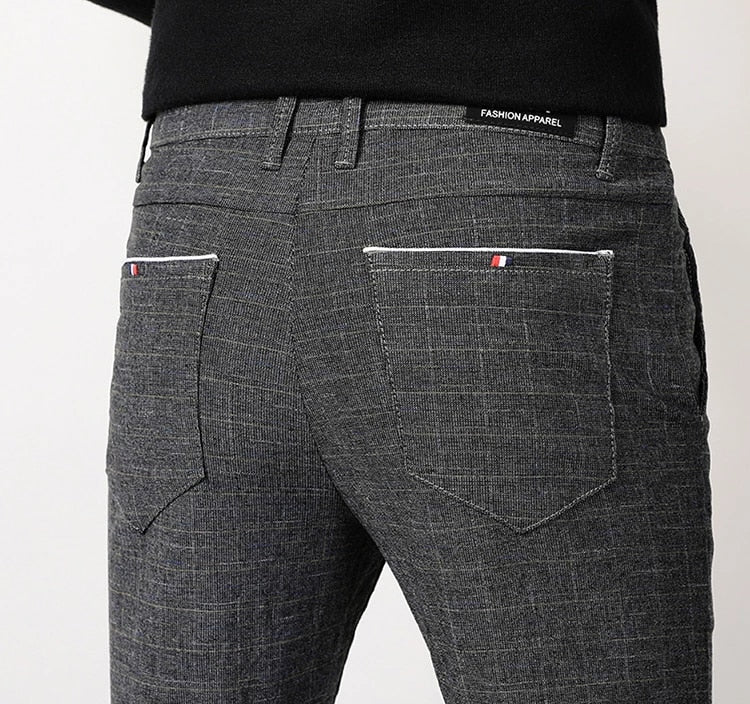 Mens Long Straight Cotton Male Regular Full Length Pants
