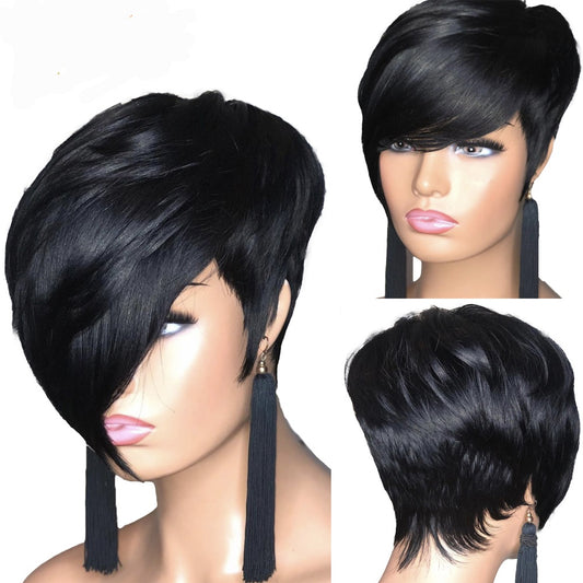 Pixie Short Cut Straight Bob Wig With Bangs