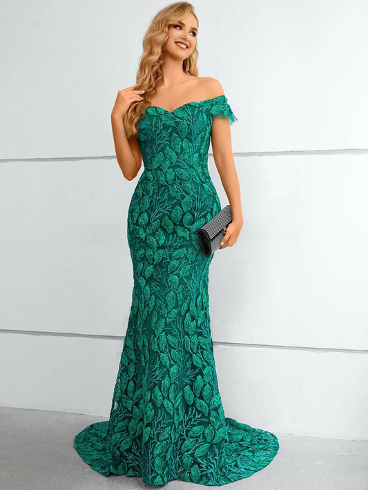 off Shoulder Formal Occasion Mermaid Prom Gown for Women