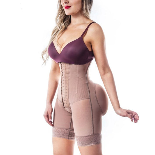 Shapewear Women Postpartum High Waist  Open Bust Tummy Control Post Liposuction Bodysuit Fajas Bustier 4 breasted Hip Lift