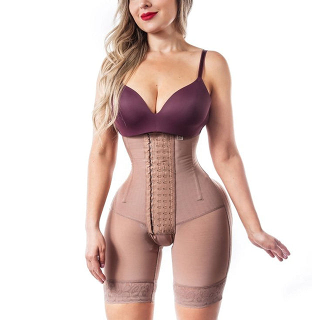 Shapewear Women Postpartum High Waist  Open Bust Tummy Control Post Liposuction Bodysuit Fajas Bustier 4 breasted Hip Lift