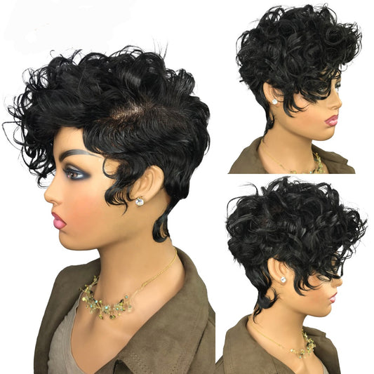 Short Curly Human Hair Wigs For Girls 13x6x1 Pxie Cut Lace Front Wigs Pre plucked HD Lace Wig Glueless