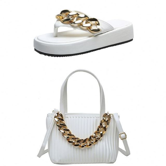 Chain Sandals And Purse Sets