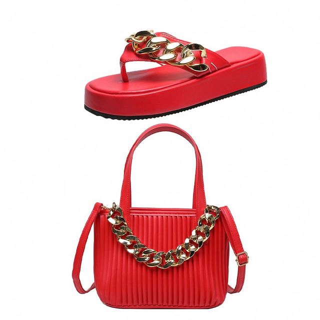 Chain Sandals And Purse Sets