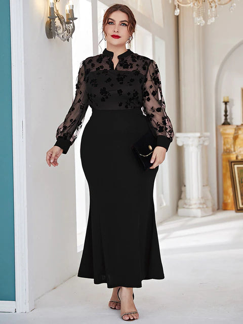 Women Plus Size Dresses Casual Chic Elegant Evening Party Long Sleeve Dresses