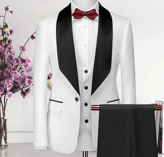Mens Wedding Suits White Tuxedo 3Pcs