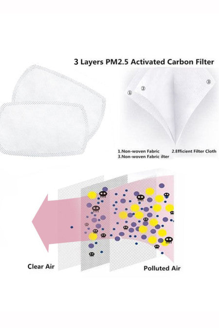 2PCS Unisex Face Mask With 5pcs Anti-Pollution