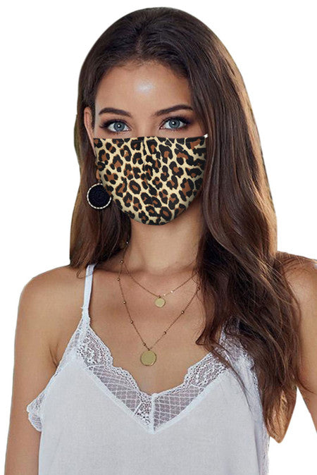 2PCS Yellow Leopard Print Daily Protective Face Mask