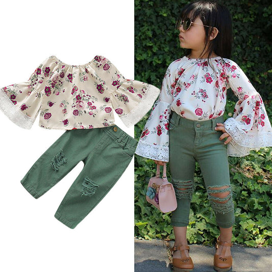 2PCS Toddler Kids Baby Girl Clothes Sets