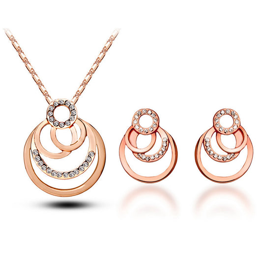 Crystal gold-color Necklace and Earrings Jewelry Sets