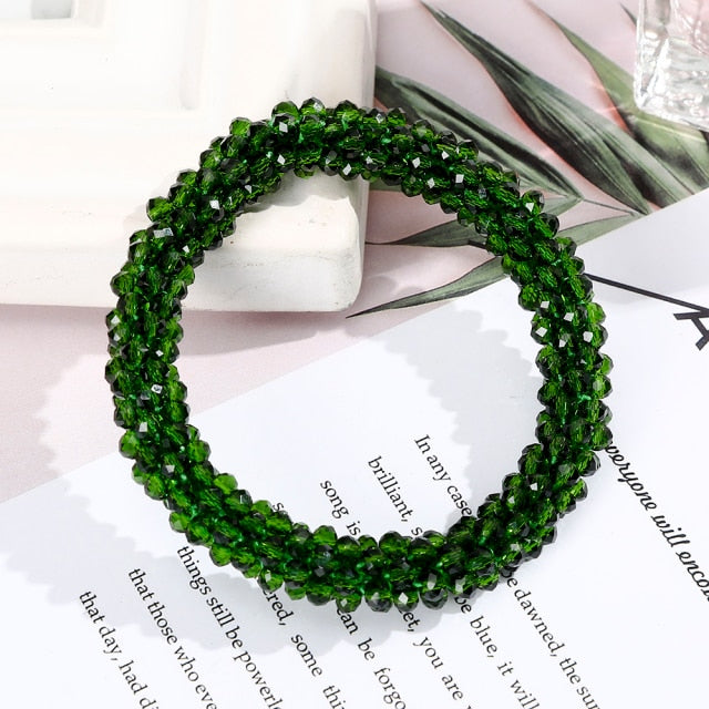 Women Ponytail Scrunchies Elastic Hair Bands Beaded Rubber Hairband