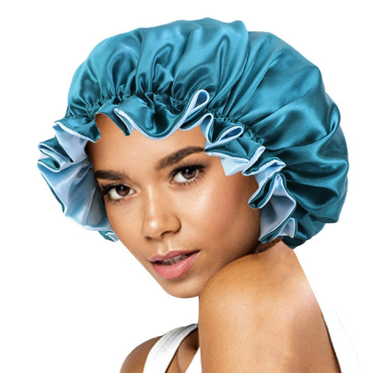 Fashion Stain Silky Big Bonnet for Lady Sleep Cap Headwrap Hat Hair Wrap