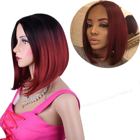 Ombre Red Synthetic Bob Wigs Short Straight Wigs