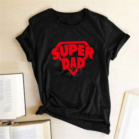 Unisex Super Dad Lettet Printed T Shirts