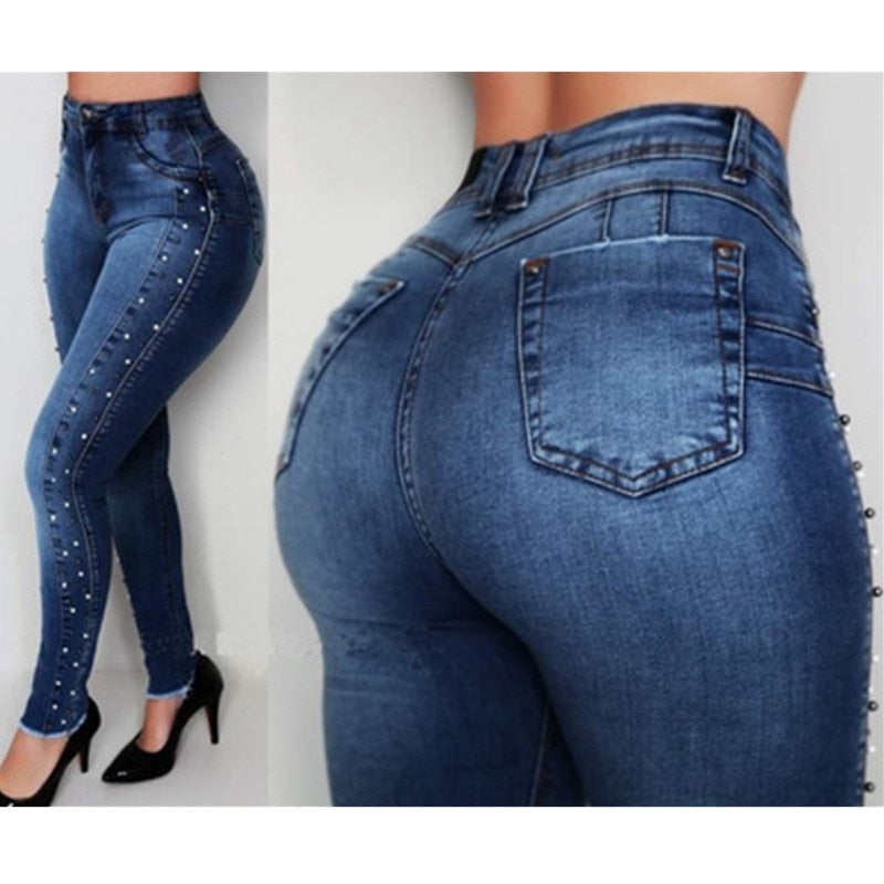 Women high waist jeans Slim Skinny Elastic Denim jeans