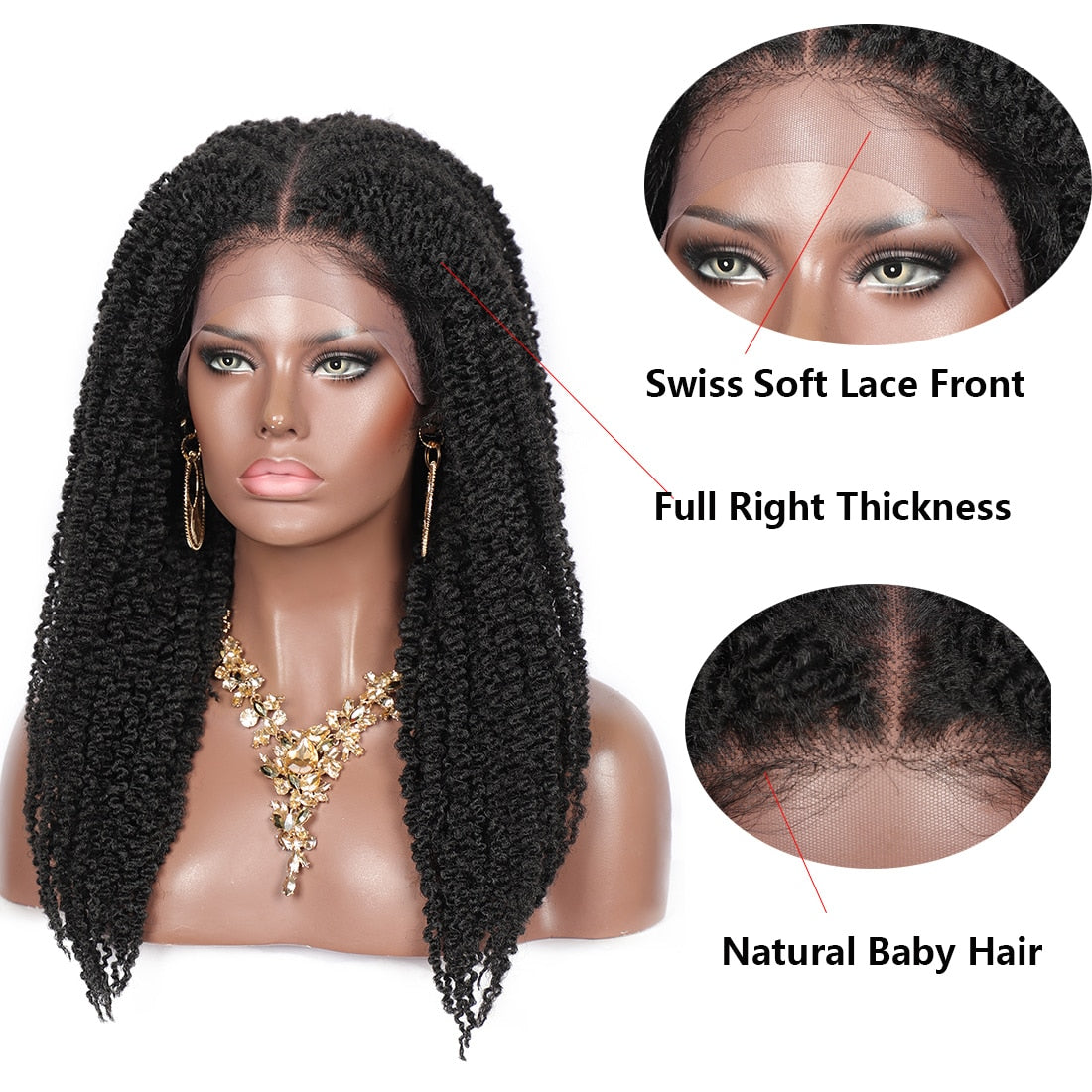 20 inches Synthetic Lace Front Wig Twisted Wig with Baby Hair