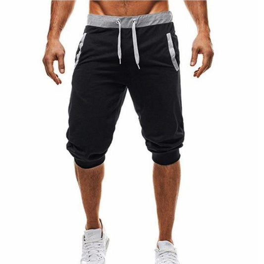 Men's Summer Leisure Knee Length Shorts Color Patchwork Joggers Short Sweatpants