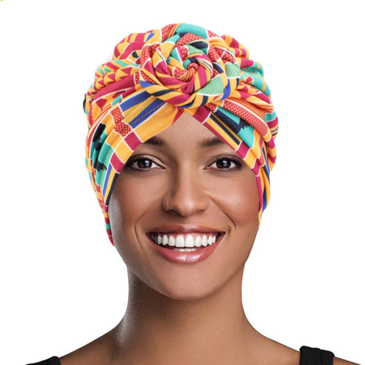 Women tie Turban Hat bohemian style cotton top knot turban African twist headwrap