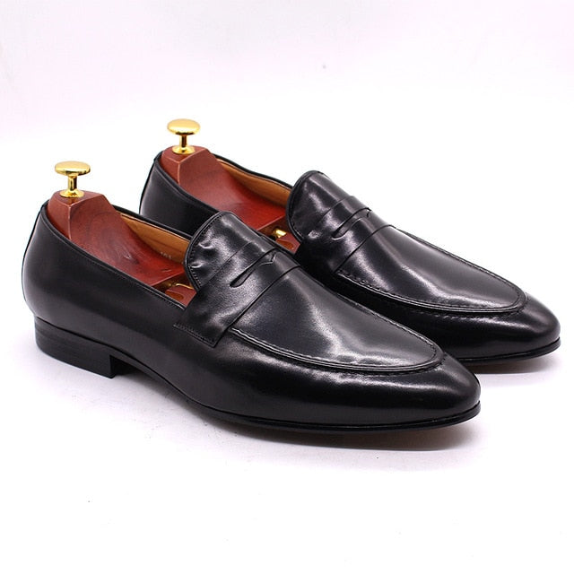 Genuine Leather Hand Painted Slip On Dress Shoes