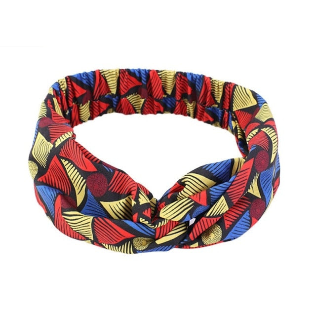 African Printed Stretch Cotton Headband, Women's Sports Elastic Turban Scarf