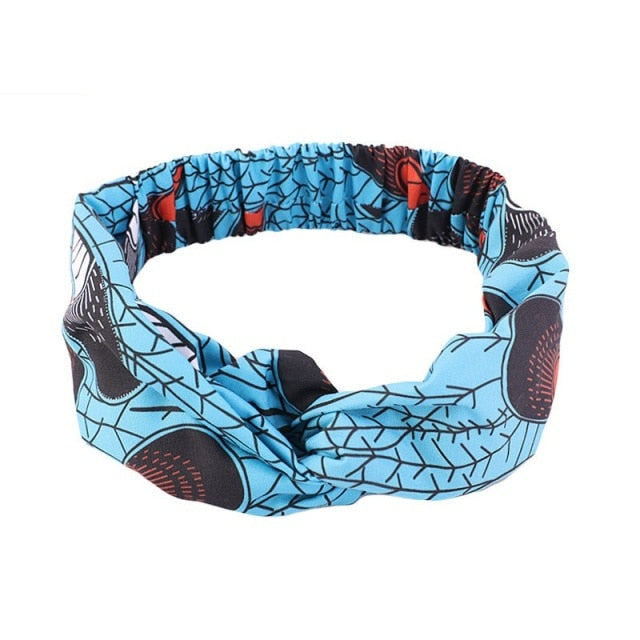 African Printed Stretch Cotton Headband, Women's Sports Elastic Turban Scarf