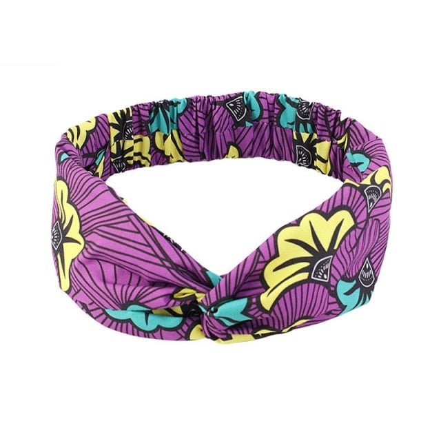 African Printed Stretch Cotton Headband, Women's Sports Elastic Turban Scarf