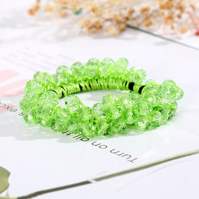 Women Ponytail Scrunchies Elastic Hair Bands Beaded Rubber Hairband