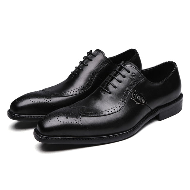 Luxury classic mens brogue oxfords dress shoes