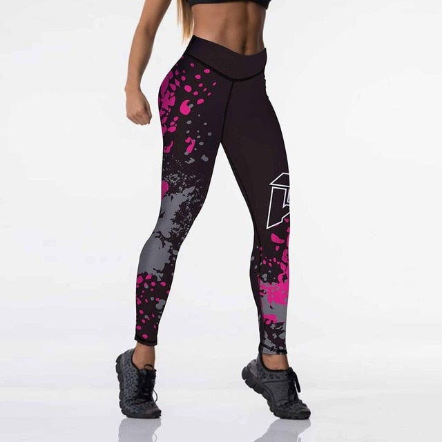 High Waist Elasticity Women Digital Printed Leggings Push Up Strength Pants