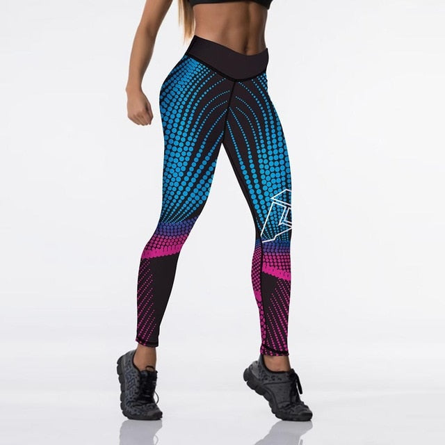 High Waist Elasticity Women Digital Printed Leggings Push Up Strength Pants