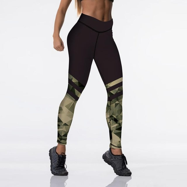 High Waist Elasticity Women Digital Printed Leggings Push Up Strength Pants