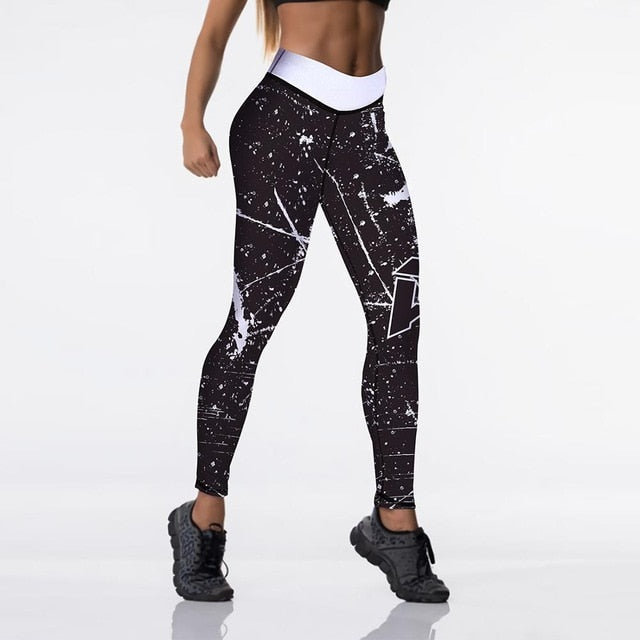 High Waist Elasticity Women Digital Printed Leggings Push Up Strength Pants