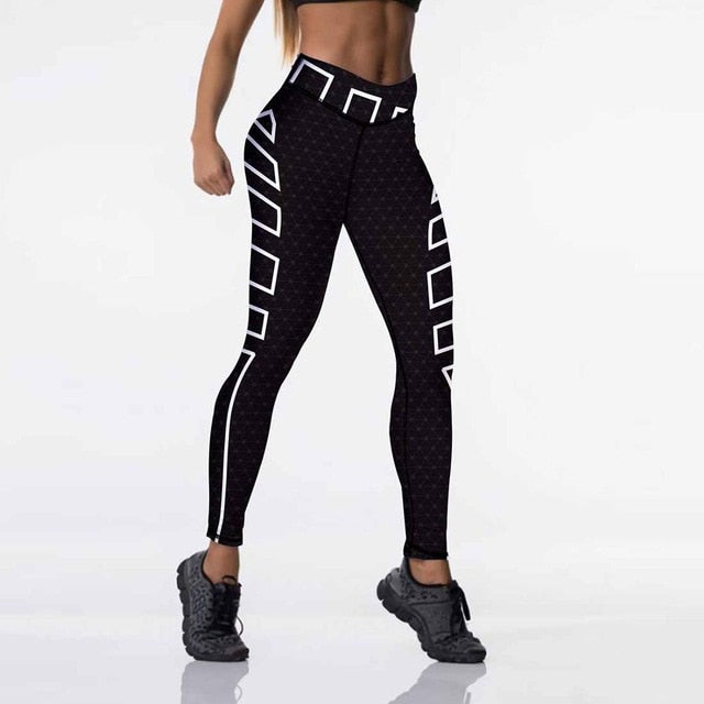 High Waist Elasticity Women Digital Printed Leggings Push Up Strength Pants