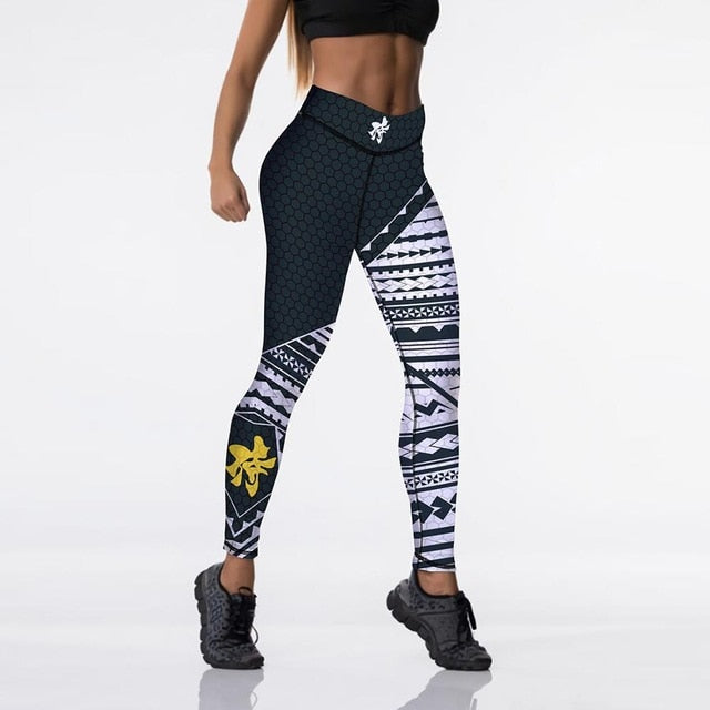 High Waist Elasticity Women Digital Printed Leggings Push Up Strength Pants